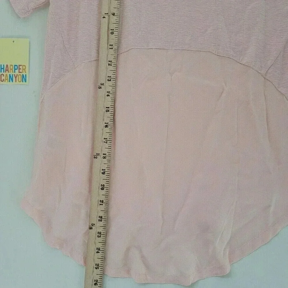 Harper Canyon Tee Girls 14/16 Pink NWT Hi-Lo Scoop Neck Knit Woven